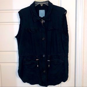 Distressed Black Vest